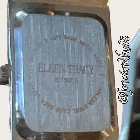 Ellen Tracy Silver Tone Cuff Watch with Mother Of Pearl - Picture 9 of 10